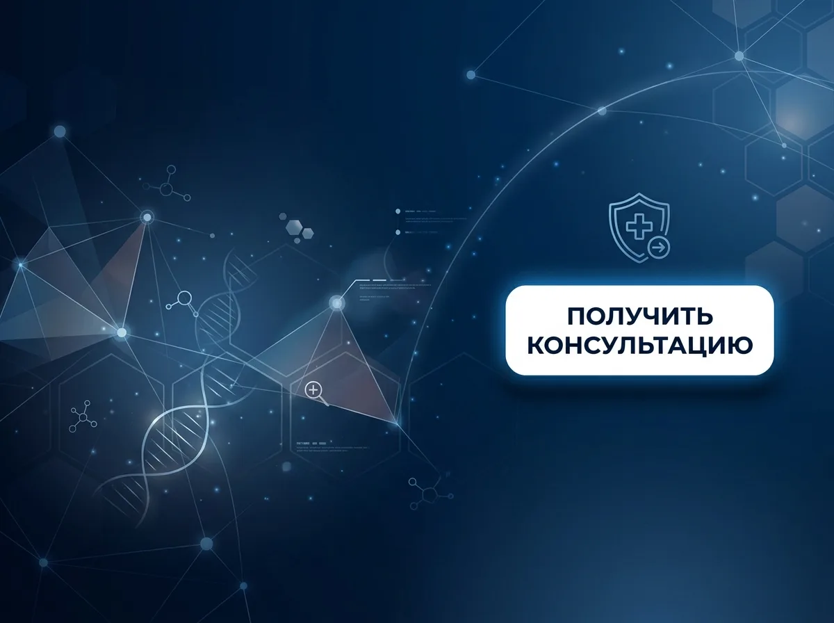 Тёмно-синий абстрактный медицинский фон с лёгкими геометрическими элементами, фоновое изображение для CTA-секции